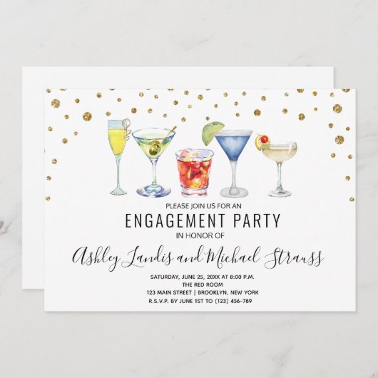 Gemengde Cocktail-Drinken Uitnodiging van de Parti (Voorkant / Achterkant)