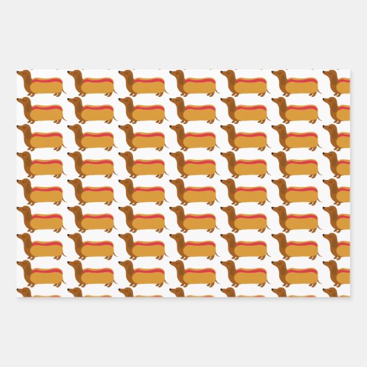 Gemengde Dachshund Wrapping Papier Blad Sets Inpakpapier Vel (Voorkant 3)