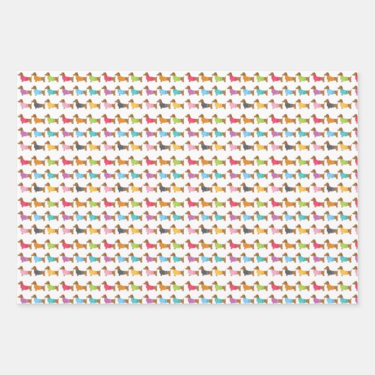 Gemengde Dachshund Wrapping Papier Blad Sets Inpakpapier Vel (Voorkant)