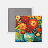 Gemengde Dahlia's in vaas Magneet (Voorkant / Achterkant)