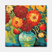 Gemengde Dahlia's in vaas Magneet (Voorkant)