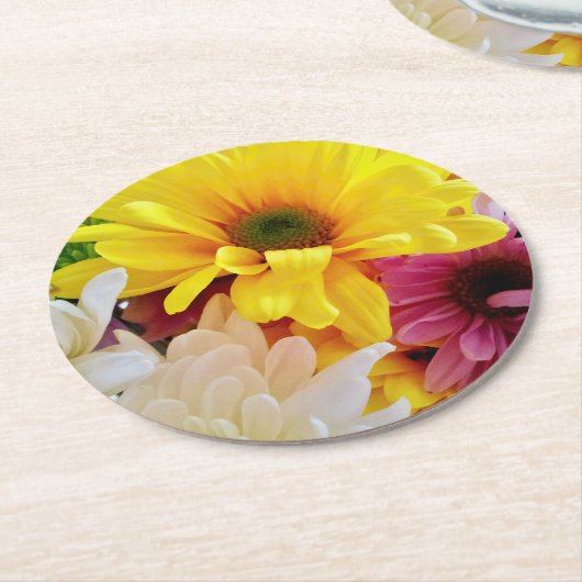 Gemengde Daisies Bouquet-Round Onderzetters (Gebogen)