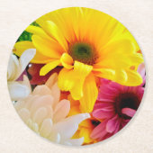 Gemengde Daisies Bouquet-Round Onderzetters (Voorkant)