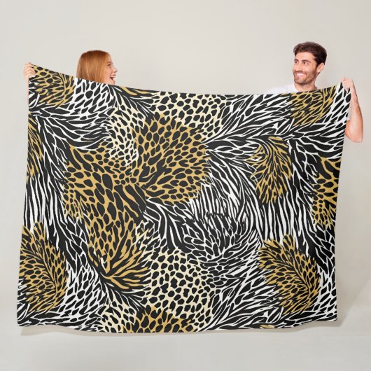Gemengde dierenprint Zebra Leopard Tiger Gemengde Fleece Deken (In situ)