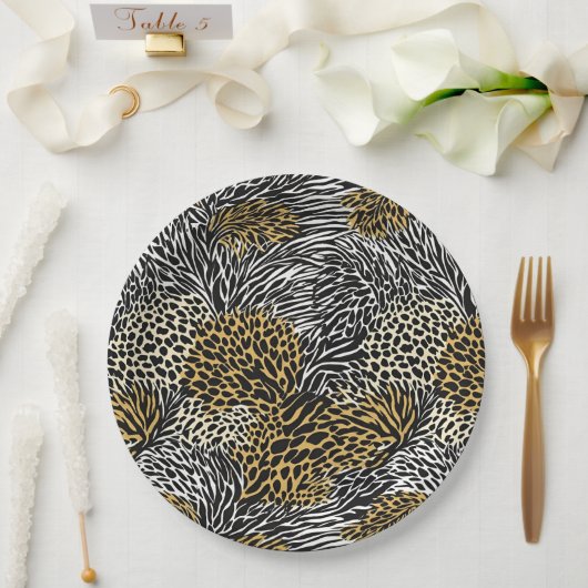 Gemengde dierenprint Zebra Leopard Tiger Gemengde Papieren Bordje (Huwelijk)