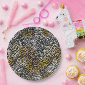 Gemengde dierenprint Zebra Leopard Tiger Gemengde Papieren Bordje (Feest)