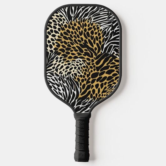 Gemengde dierenprint Zebra Leopard Tiger Gemengde Pickleball Paddle (Achterkant)