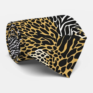 Gemengde dierenprint Zebra Leopard Tiger Gemengde  Stropdas