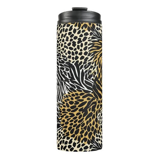 Gemengde dierenprint Zebra Leopard Tiger Gemengde  Thermosbeker (Voorkant)