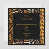 Gemengde dierlijke afdrukken Gold Black Birthday P Kaart (Achterkant)