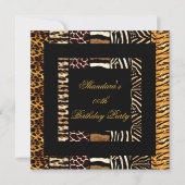 Gemengde dierlijke afdrukken Gold Black Birthday P Kaart (Voorkant)