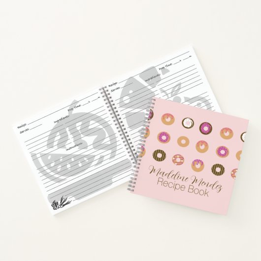 Gemengde donuts Roze voedselrecept Notitieboek (Binnen)