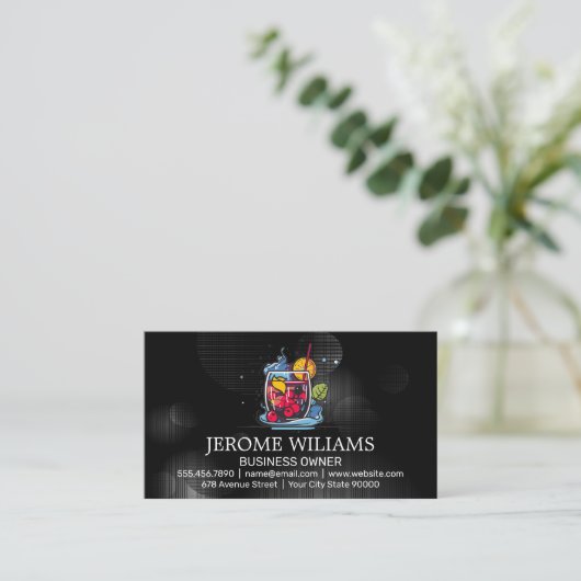 Gemengde Drink Logo | Mixology Bartender Visitekaartje (Staand voorkant)