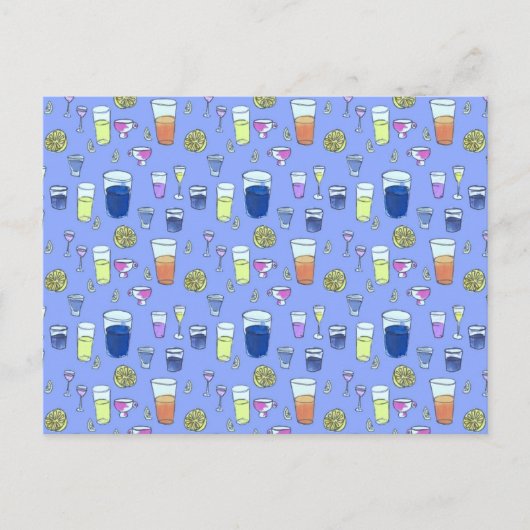 Gemengde Drinken op blauw Briefkaart (Voorkant)