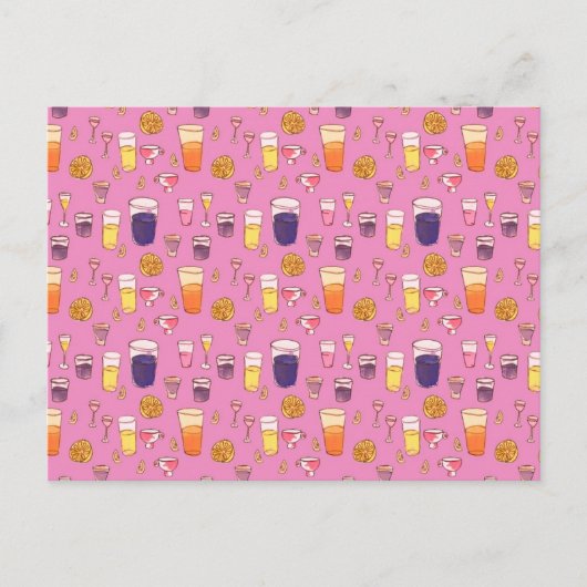 Gemengde Drinken Roze Briefkaart (Voorkant)