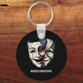 Gemengde Emoties Masker Donkere Esthetiek Goth Gra Sleutelhanger (Voorkant)