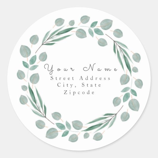 'Gemengde eucalyptusbladeren met een grote spiegel Ronde Sticker (Voorkant)