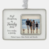 Gemengde familie 1e Kerstmis, op maat gemaakte fot Verzilverd Omlijst Ornament (Voorkant)