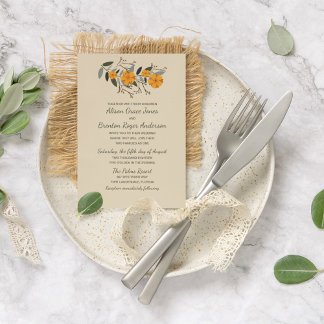 Gemengde families Beige Floral Wedding Kaart