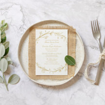 Gemengde families Gold Wreath Wedding Invitation