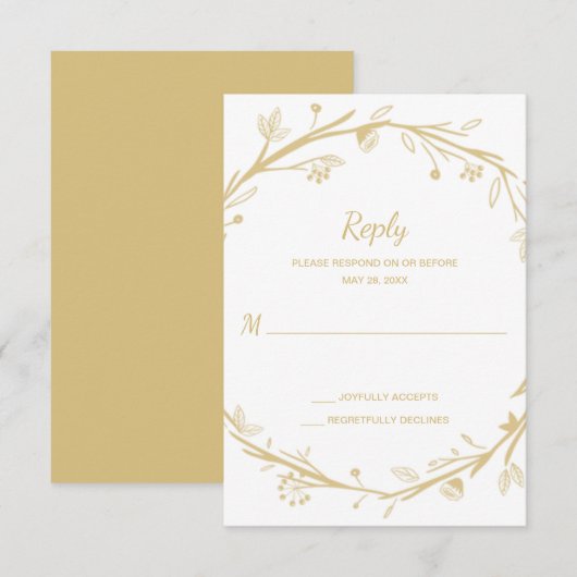 Gemengde Families Gouden Krans Trouwen RSVP (Voorkant / Achterkant)