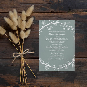 Gemengde families Groene Wreath Wedding Invitation Kaart