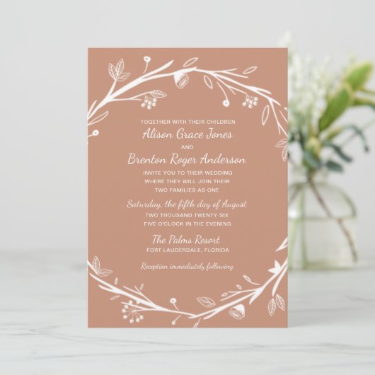 Gemengde families Terracotta Wedding Invitation Kaart (Staand voorkant)