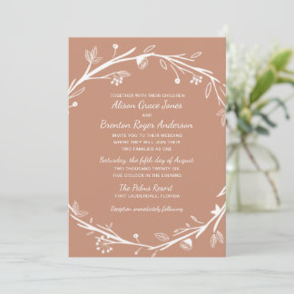 Gemengde families Terracotta Wedding Invitation Kaart
