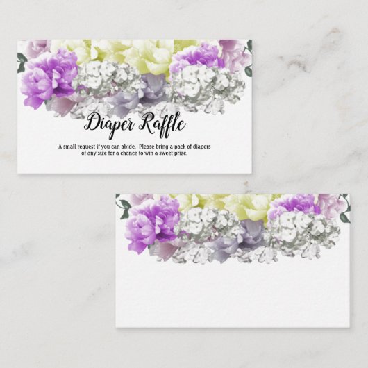 Gemengde Floral Baby shower Diaper Raffle Kaart (Voorkant / Achterkant)
