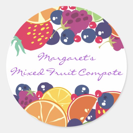 Gemengde fruit bessen jam inblikken label (Voorkant)