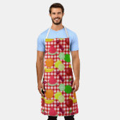 Gemengde Fruit Red en witte gingham Check Schort (Gedragen)