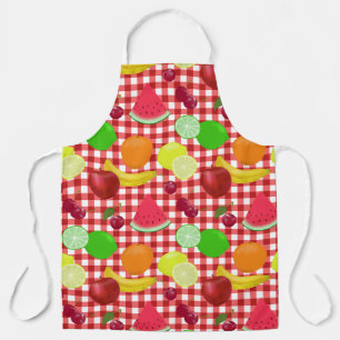Gemengde Fruit Red en witte gingham Check Schort