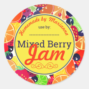 Gemengde fruitbessen jam taart vulling inblikken l ronde sticker
