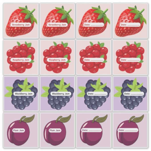 Gemengde Fruitjamlabels Aangepaste Vinyl Sticker V (Voorkant)