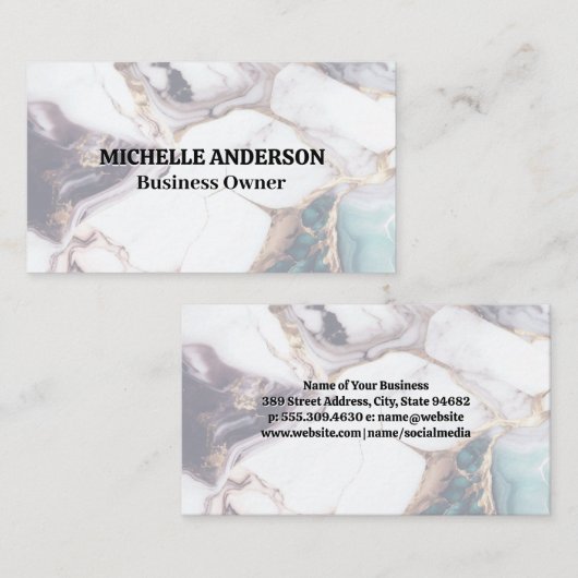 Gemengde gekleurde marmeren achtergrond visitekaartje (Voorkant / Achterkant)