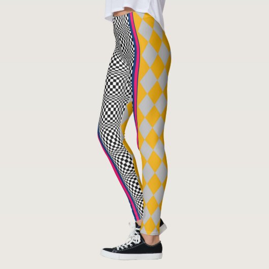 Gemengde geruite Argyle Stripes Structuur Patroon Leggings (Links)