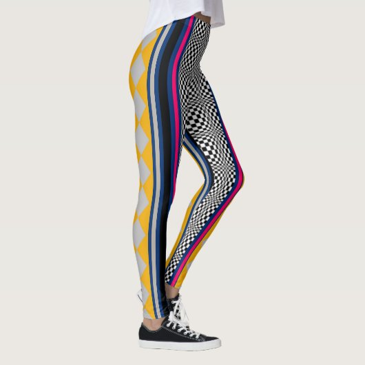 Gemengde geruite Argyle Stripes Structuur Patroon Leggings (Rechts)