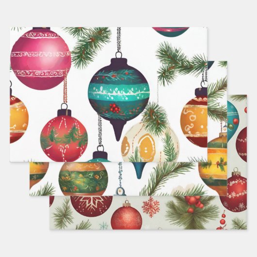 Gemengde  geschilderde kerst opknoping Ornamenten Inpakpapier Vel (Set)