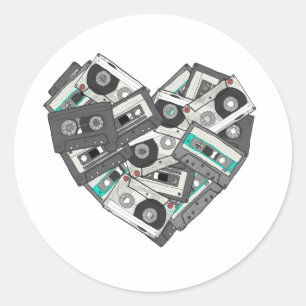 Gemengde gevoelens Cassettebandje hart Ronde Sticker