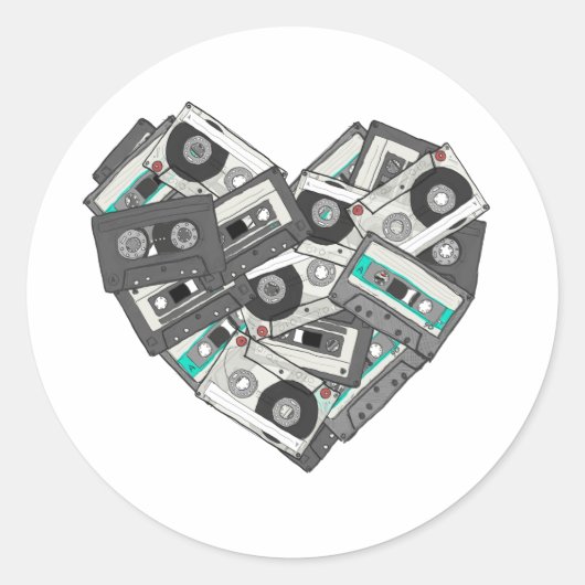 Gemengde gevoelens Cassettebandje hart Ronde Sticker (Voorkant)