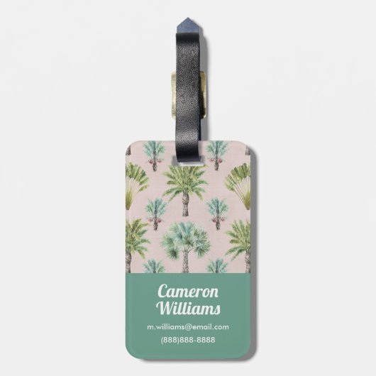 Gemengde groene palmbomen bagagelabel (Achterkant verticaal)