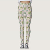 Gemengde groene palmbomen leggings (Voorkant)