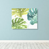 Gemengde groenen | Tropische palmen Canvas Afdruk (Insitu (Houten vloer))
