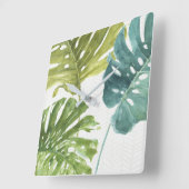 Gemengde groenen | Tropische palmen Vierkante Klok (Hoek)