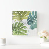 Gemengde groenen | Tropische palmen Vierkante Klok (Huis)
