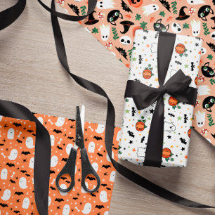 Gemengde Halloween Patronen Ghost Pumpkins Bats Inpakpapier Vel
