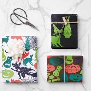 Gemengde Halloween patronen Reeks 3 Spooky Fun Inpakpapier Vel