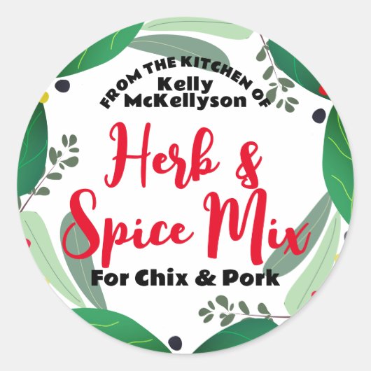 Gemengde hartige kruiden cadeau label stickers, Kr (Voorkant)
