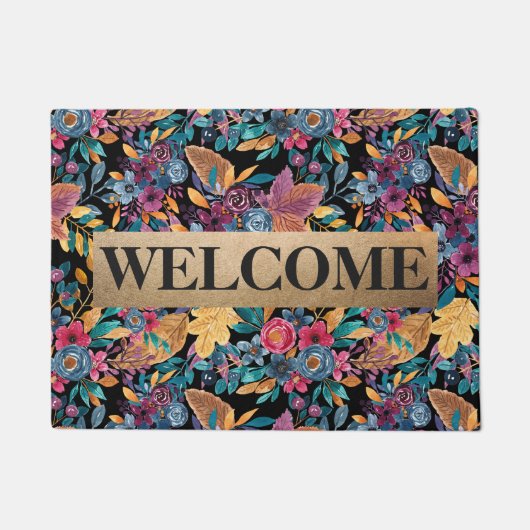Gemengde Herfst Bloemen Bladeren Berry Waterverf M Deurmat (Voorkant)