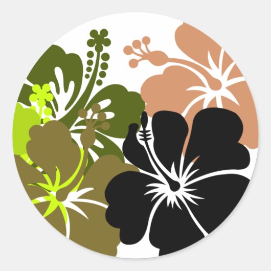 Gemengde hibiscus ronde sticker (Voorkant)